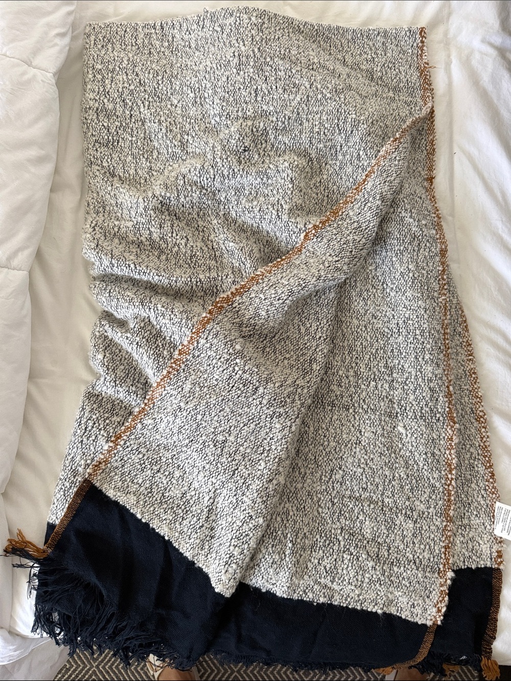 Crate + Barrel Elki throw -Two-Tone Cream and Black - perfect condition